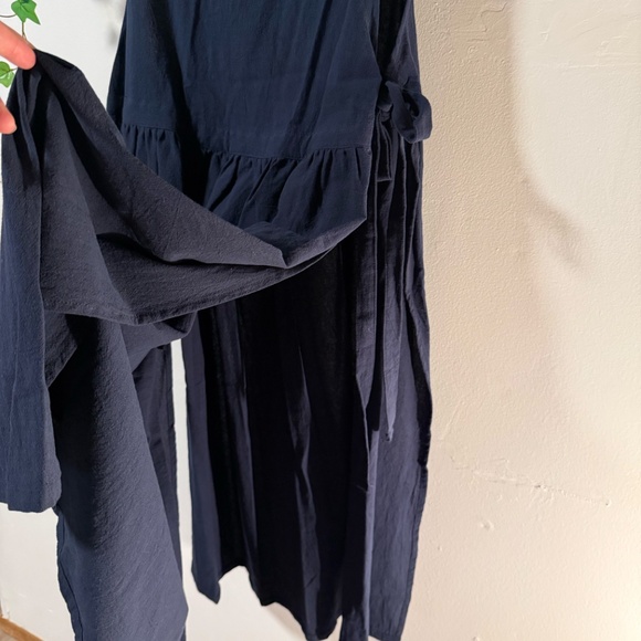 Navy Sleeveless Tie-Side Midi Dress with Pockets - Picture 5 of 7